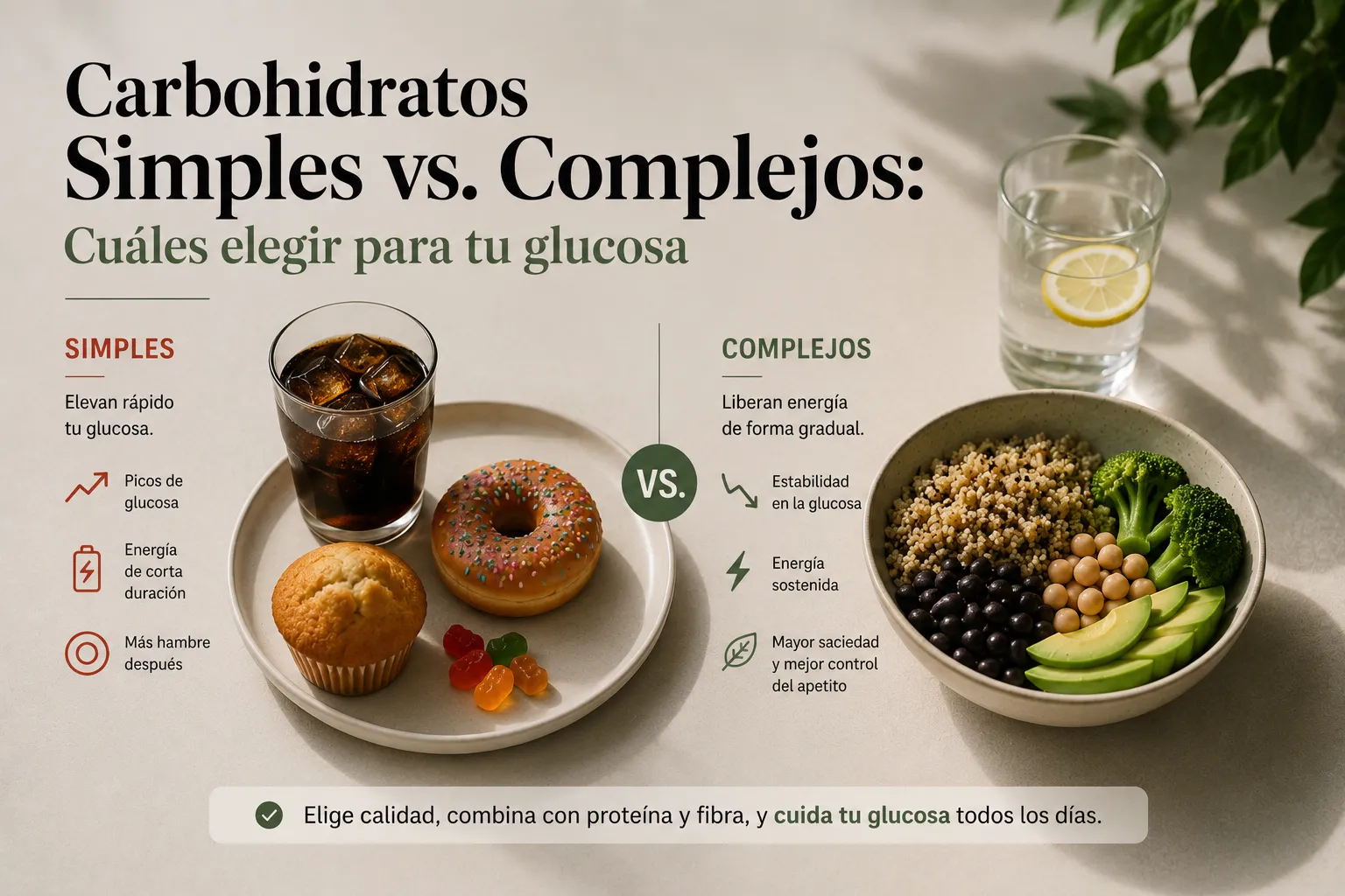 Carbohidratos Simples vs. Complejos: Cuáles elegir para tu glucosa