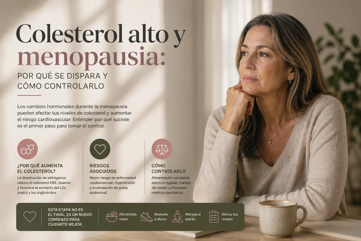 Colesterol alto y menopausia: Por qué se dispara y cómo controlarlo