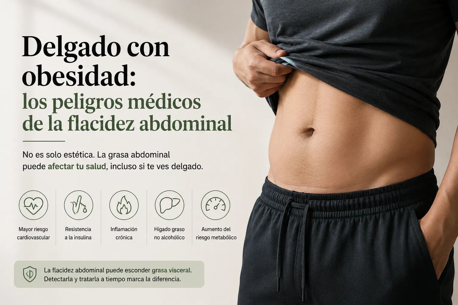 Delgado con obesidad: los peligros médicos de la flacidez abdominal
