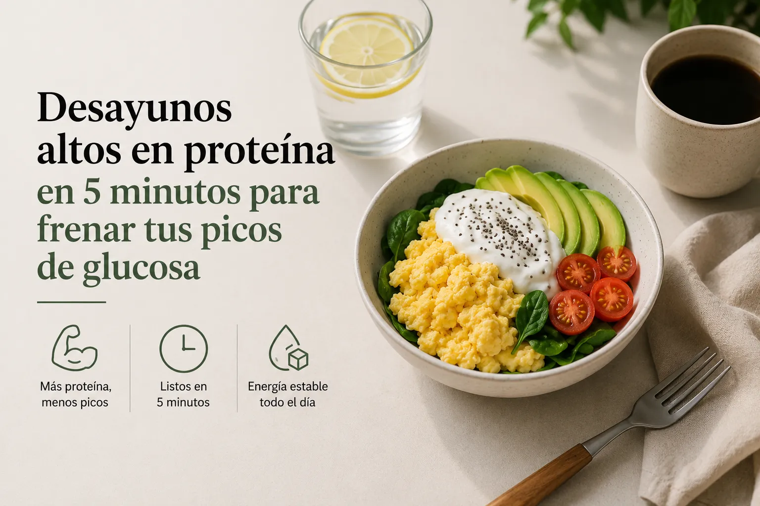Desayunos altos en proteína en 5 minutos para frenar tus picos de glucosa