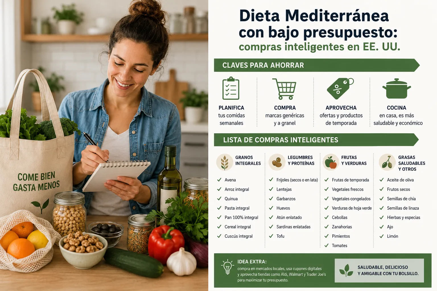 Dieta Mediterránea con bajo presupuesto: compras inteligentes en EE. UU.