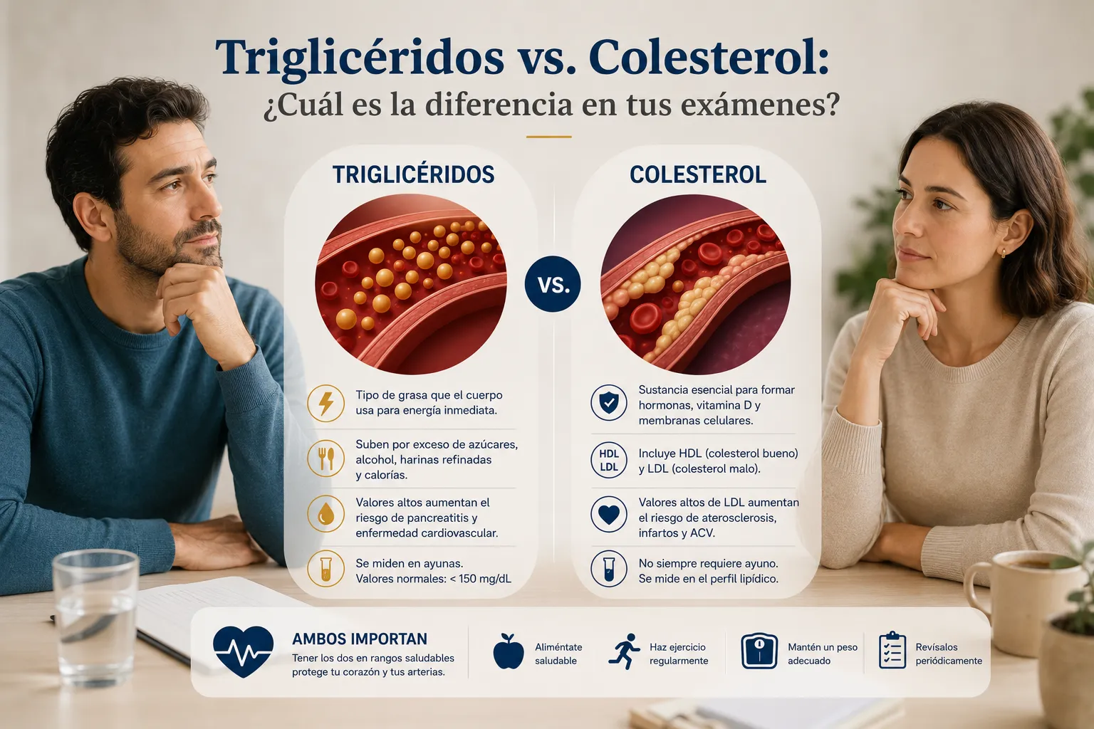 Triglicéridos vs. Colesterol: ¿Cuál es la diferencia en tus exámenes?