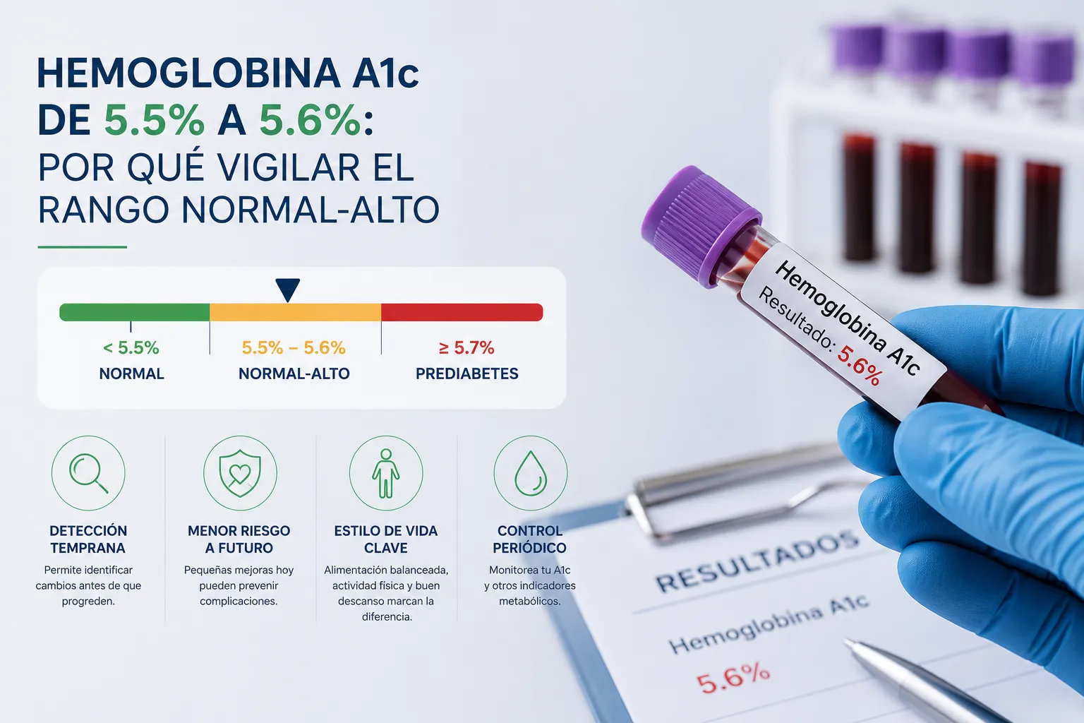 Hemoglobina A1c de 5.5% a 5.6%: por qué vigilar el rango normal-alto