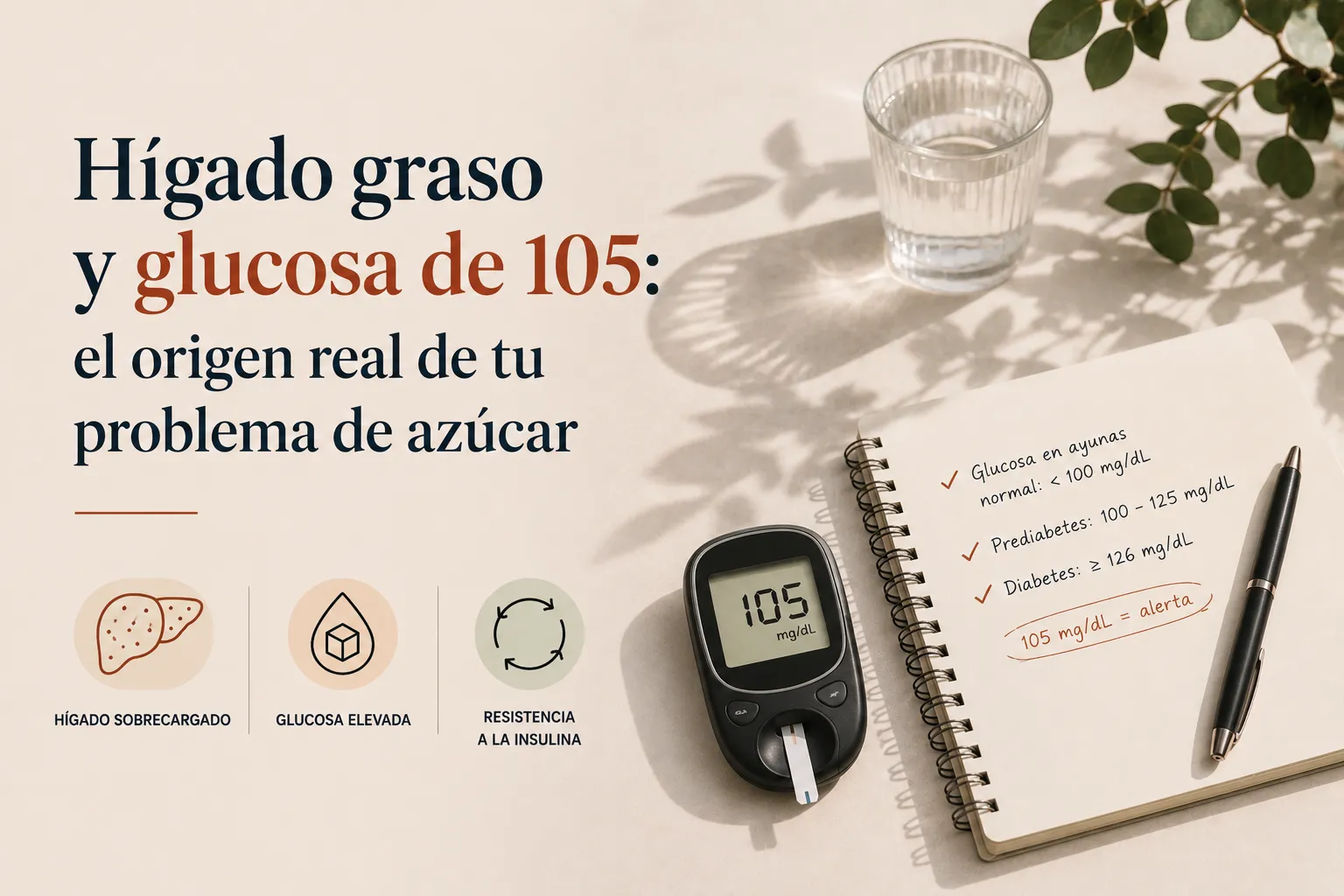 Hígado graso y glucosa de 105: el origen real de tu problema de azúcar