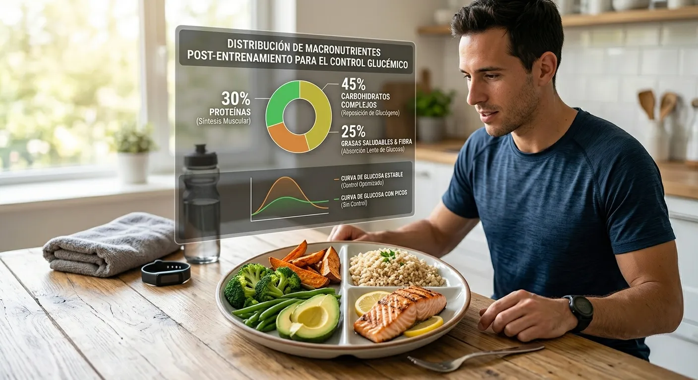 Distribución de macronutrientes post-entrenamiento para optimizar el control glucémico