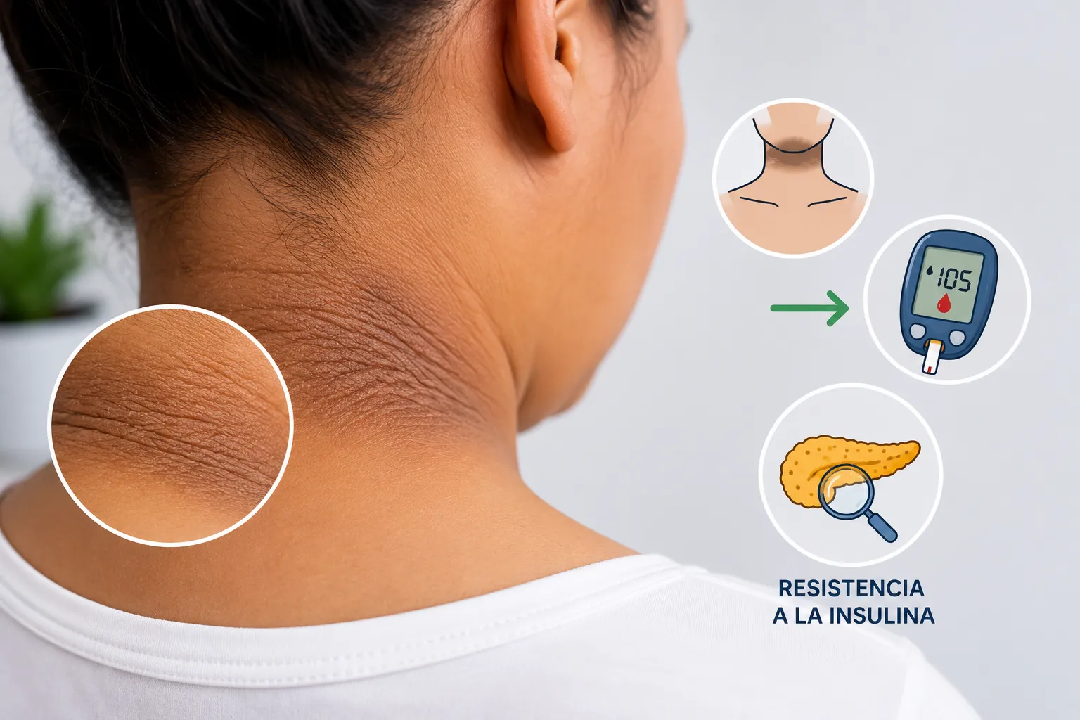 Cuello oscuro o manchas en la piel: una señal visible de resistencia a la insulina