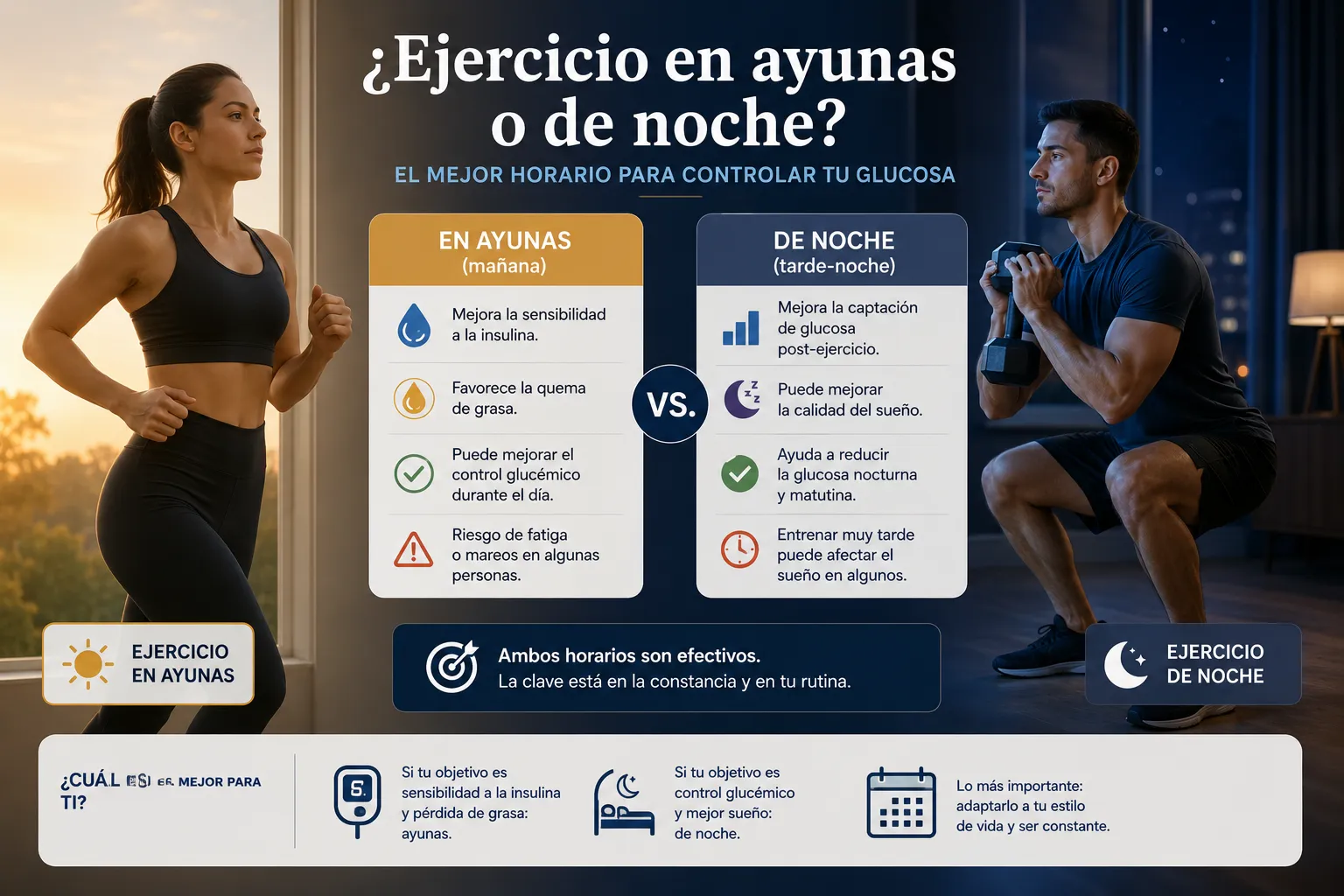 ¿Ejercicio en ayunas o de noche? El mejor horario para controlar tu glucosa