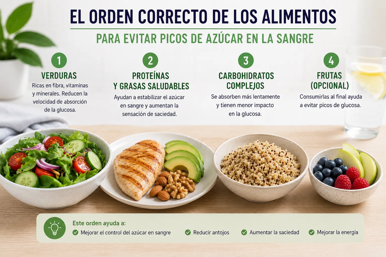 El orden correcto de los alimentos para evitar picos de azúcar en la sangre