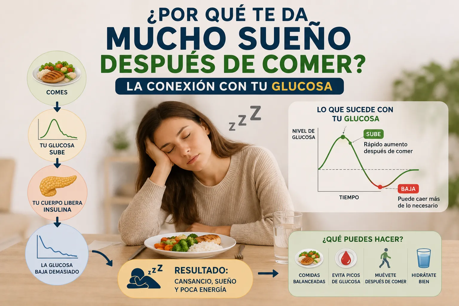 ¿Por qué te da mucho sueño después de comer? La conexión con tu glucosa