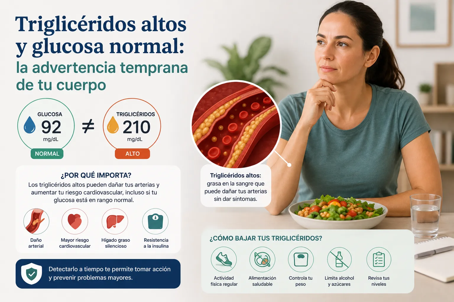 Triglicéridos altos y glucosa normal: la advertencia temprana de tu cuerpo